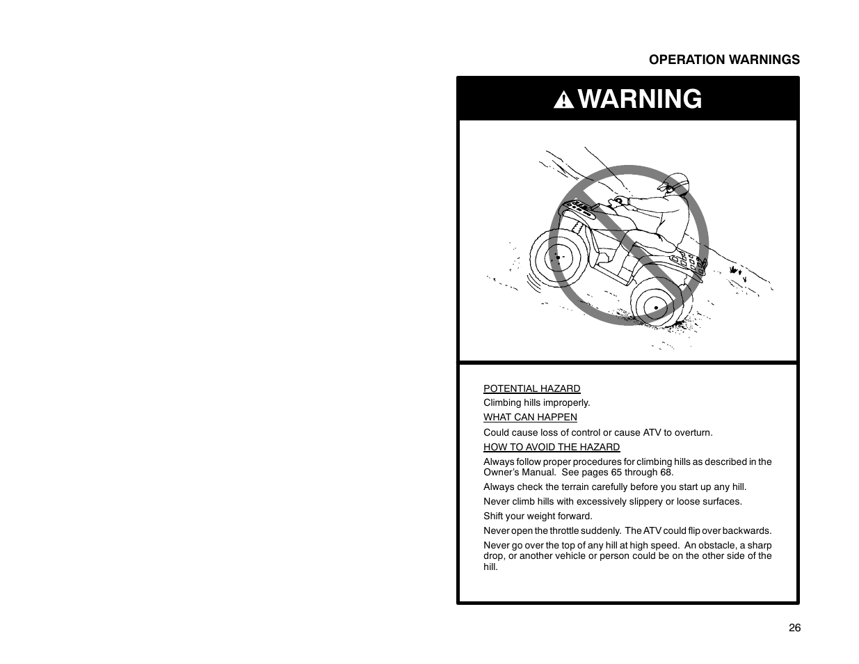 Warning | Polaris Offroad Vehicle User Manual | Page 36 / 157