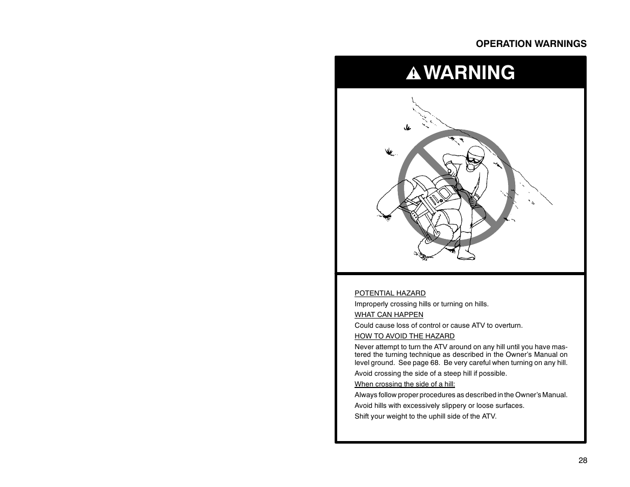 Warning | Polaris Offroad Vehicle User Manual | Page 38 / 157