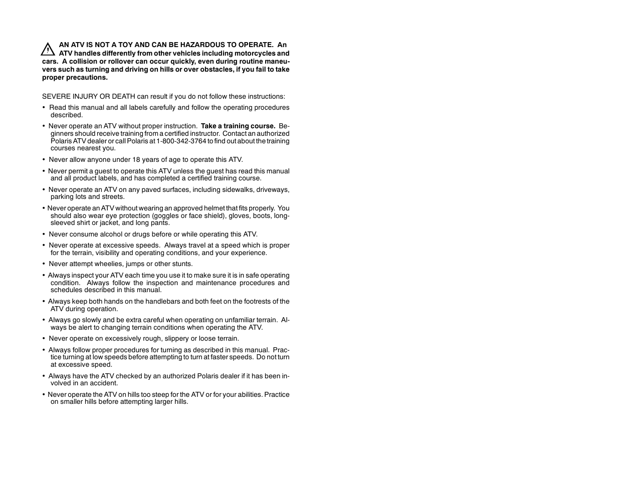 Polaris Offroad Vehicle User Manual | Page 5 / 157