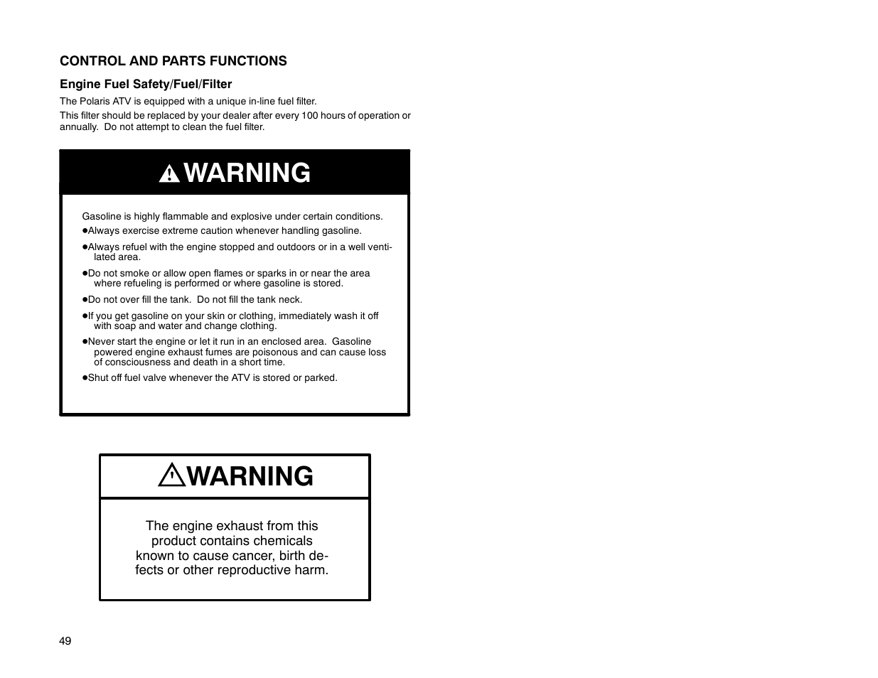Warning | Polaris Offroad Vehicle User Manual | Page 59 / 157