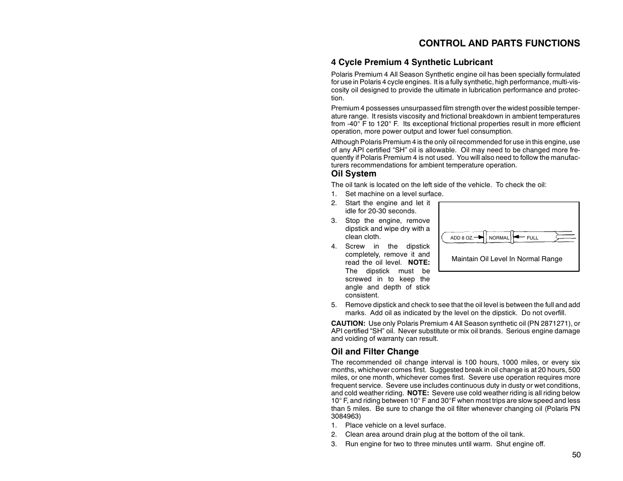 Control and parts functions | Polaris Offroad Vehicle User Manual | Page 60 / 157