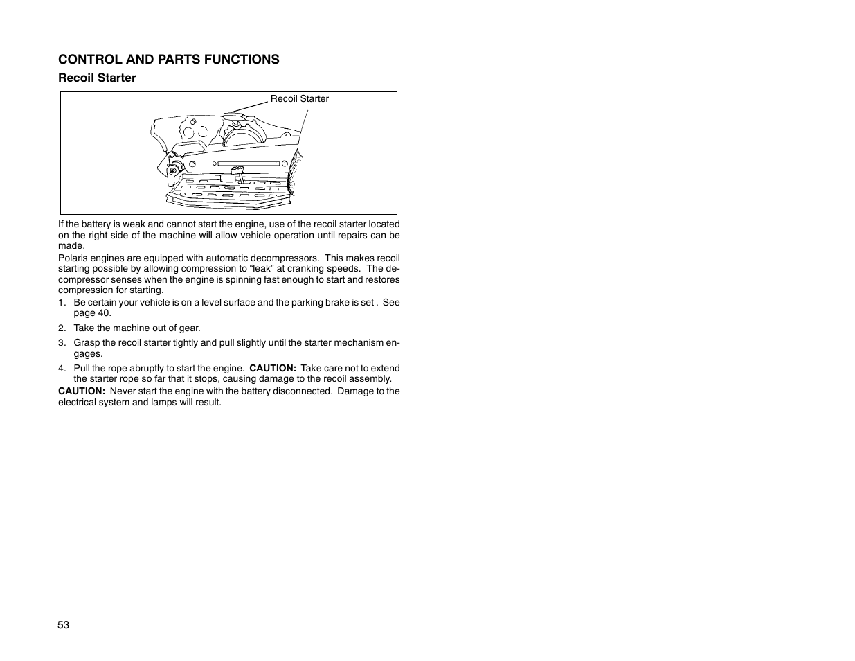 Control and parts functions | Polaris Offroad Vehicle User Manual | Page 63 / 157