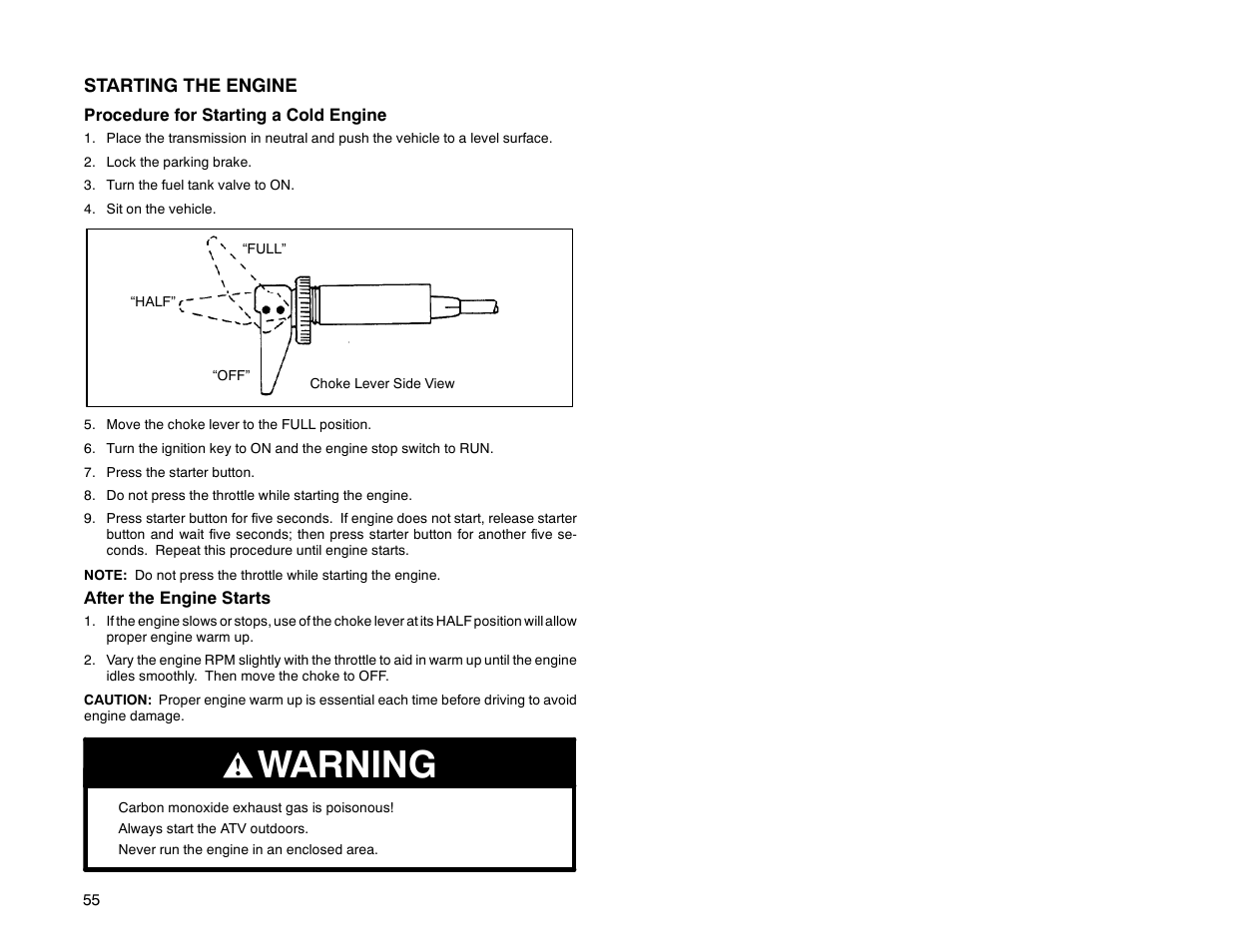 Warning | Polaris Offroad Vehicle User Manual | Page 65 / 157