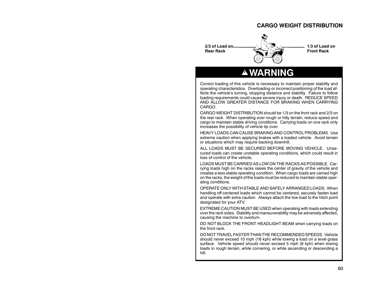 Warning | Polaris Offroad Vehicle User Manual | Page 70 / 157