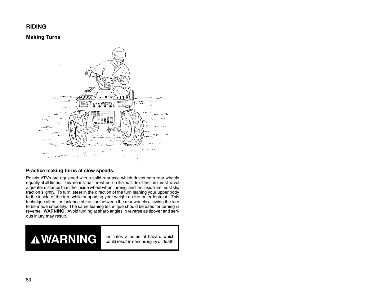 Warning | Polaris Offroad Vehicle User Manual | Page 73 / 157