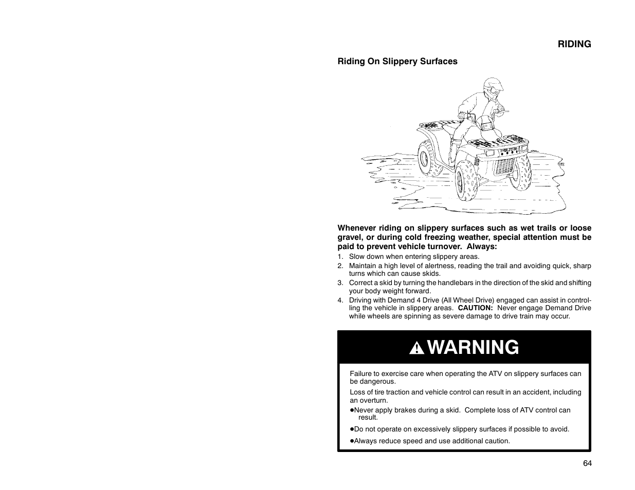 Warning | Polaris Offroad Vehicle User Manual | Page 74 / 157