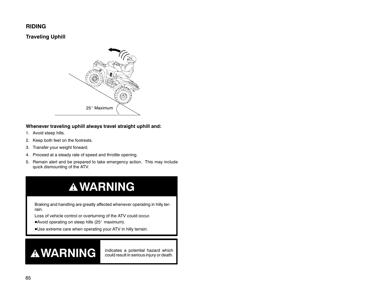 Warning | Polaris Offroad Vehicle User Manual | Page 75 / 157