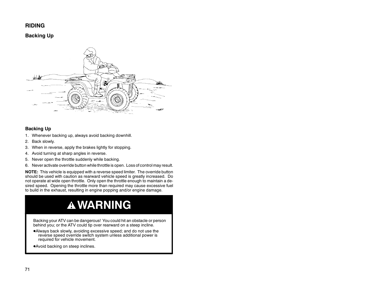 Warning | Polaris Offroad Vehicle User Manual | Page 81 / 157