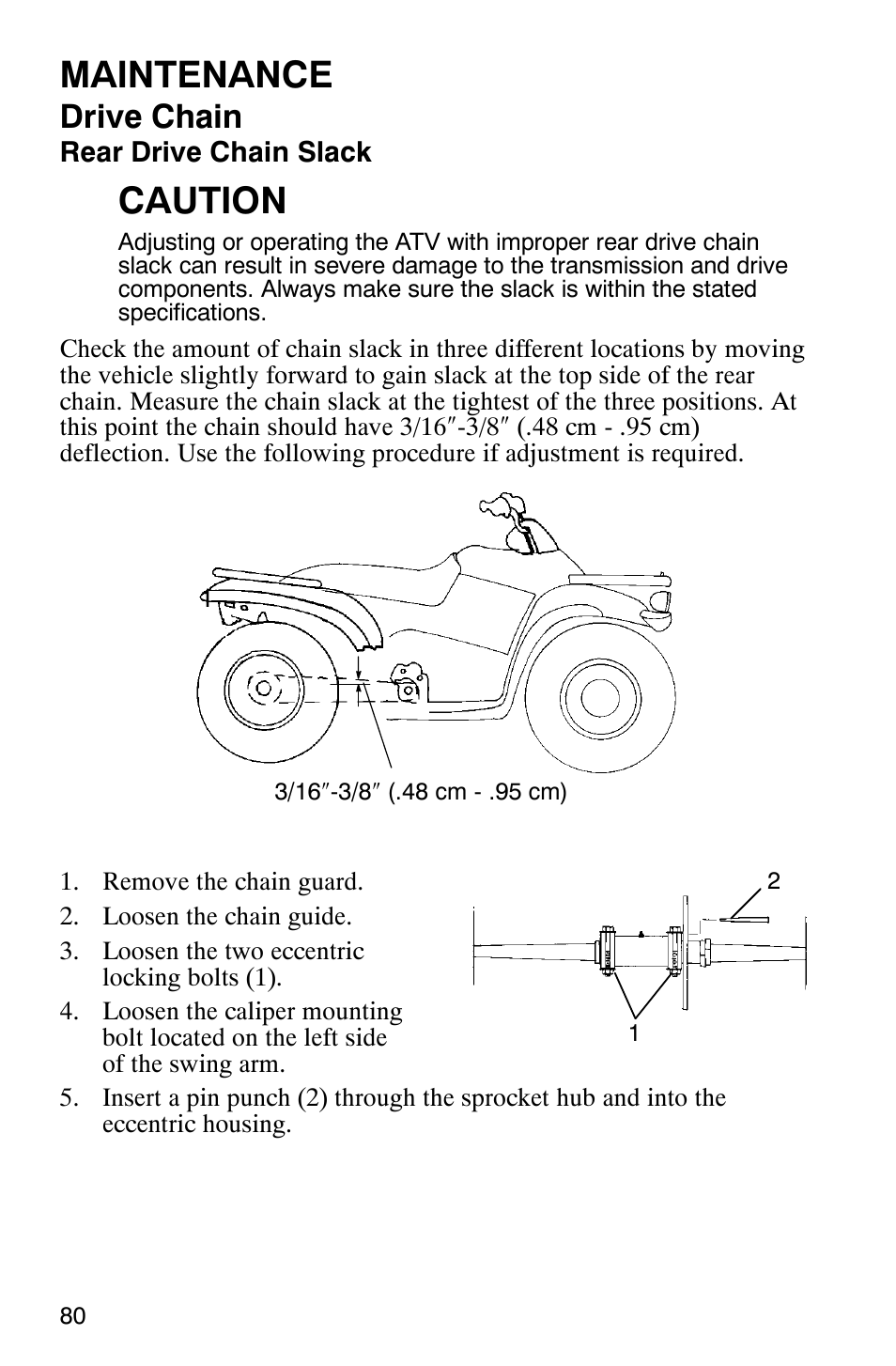 Maintenance, Caution, Drive chain | Polaris TRAIL BLAZER 330 User Manual | Page 83 / 122