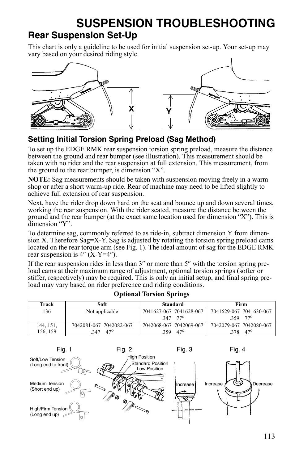 Suspension troubleshooting, Rear suspension set-up | Polaris Trail RMK User Manual | Page 116 / 134