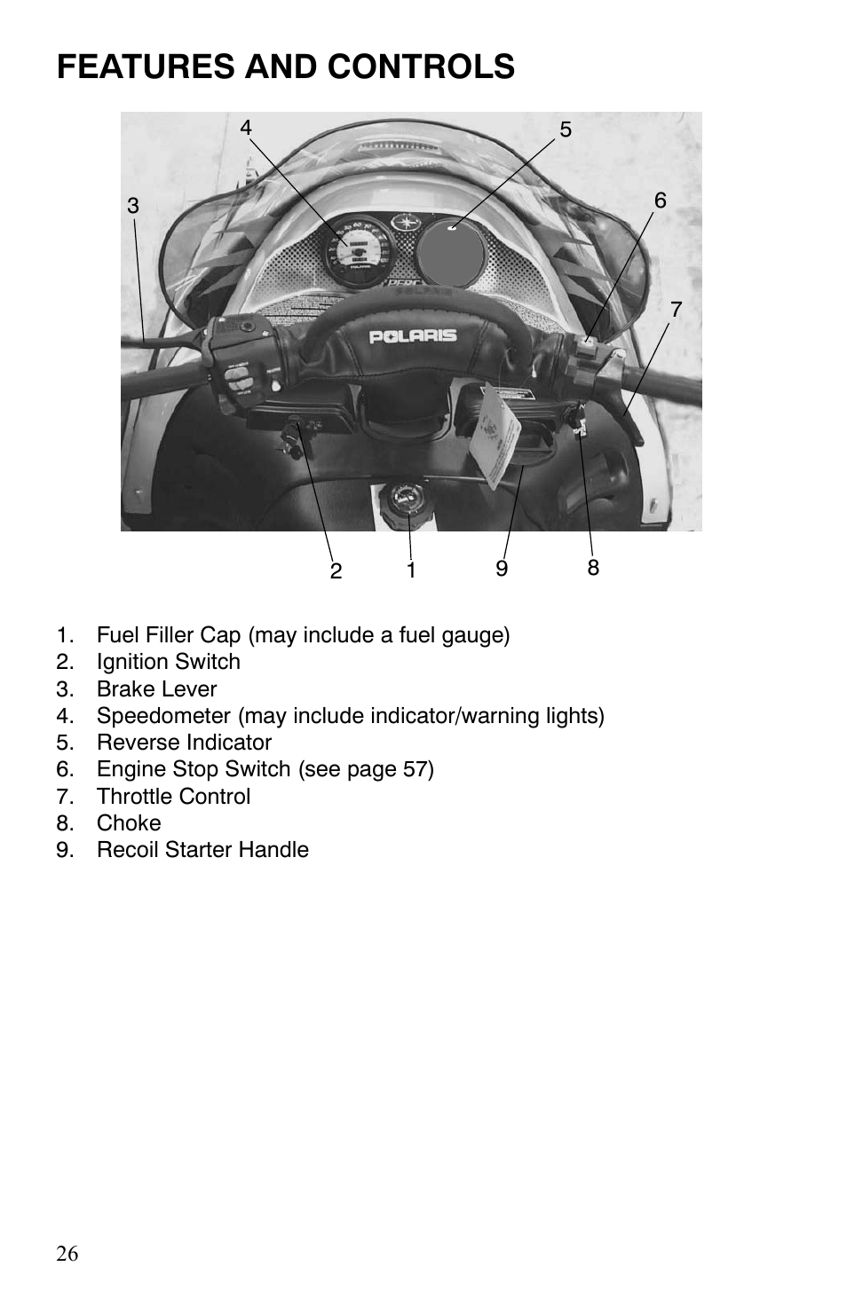 Features and controls | Polaris Trail RMK User Manual | Page 29 / 134