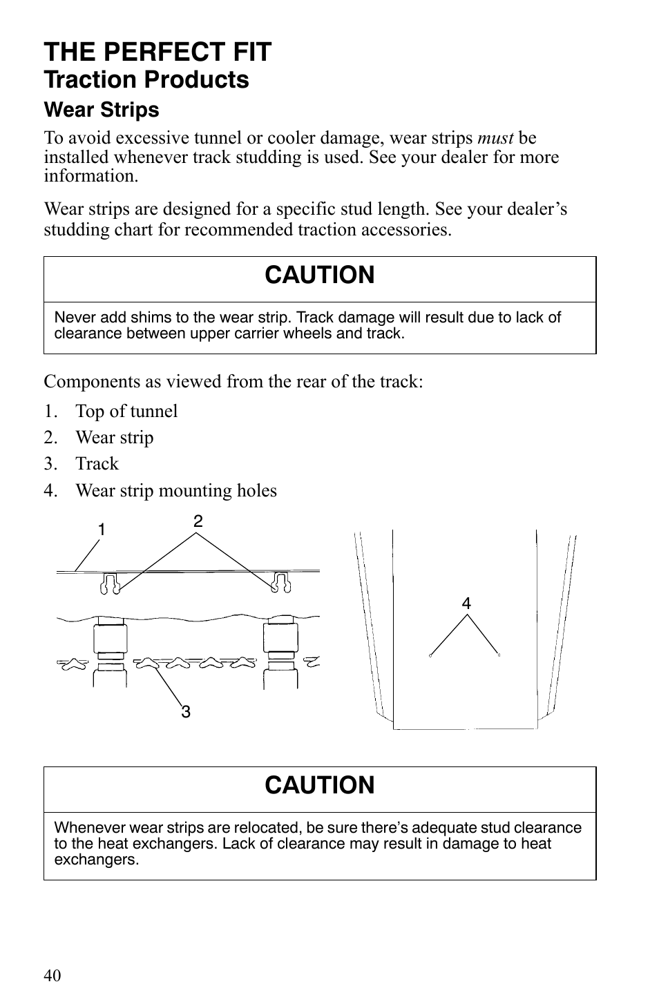 The perfect fit, Traction products, Caution | Polaris Trail RMK User Manual | Page 43 / 134