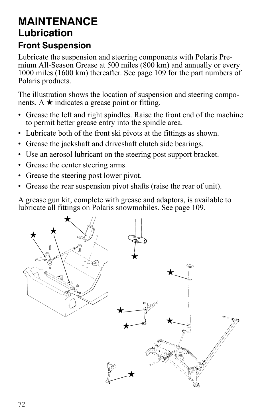 Maintenance, Lubrication | Polaris Trail RMK User Manual | Page 75 / 134