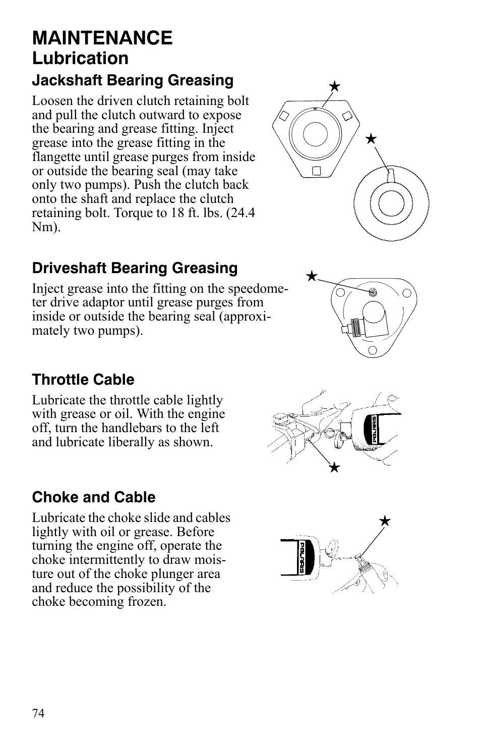 Maintenance, Lubrication | Polaris Trail RMK User Manual | Page 77 / 134