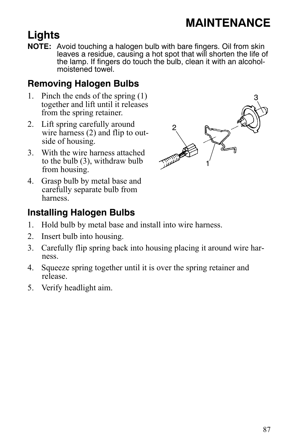 Maintenance, Lights | Polaris Trail RMK User Manual | Page 90 / 134