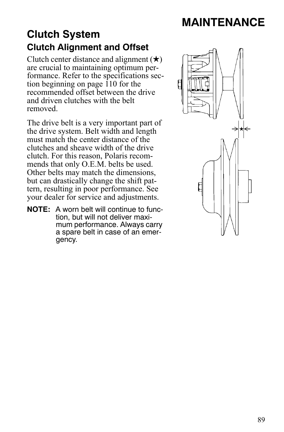 Maintenance, Clutch system | Polaris Trail RMK User Manual | Page 92 / 134