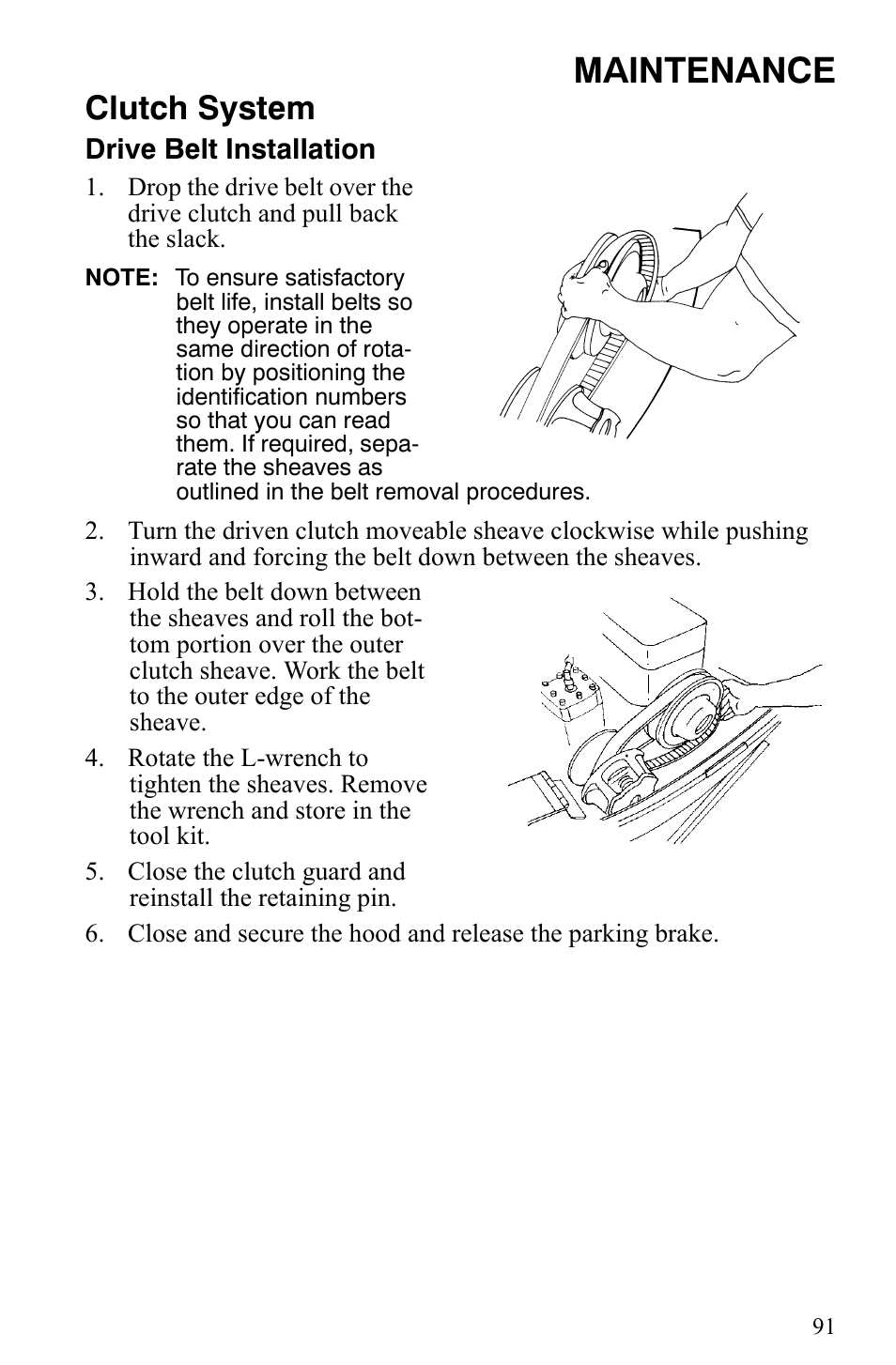 Maintenance, Clutch system | Polaris Trail RMK User Manual | Page 94 / 134