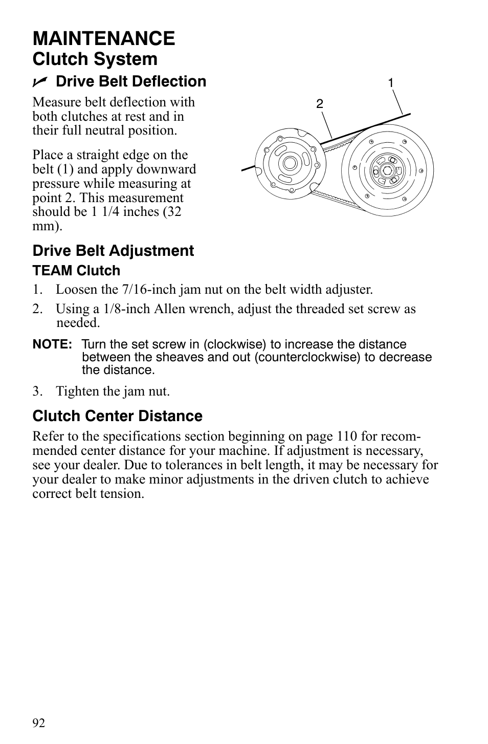 Maintenance, Clutch system | Polaris Trail RMK User Manual | Page 95 / 134