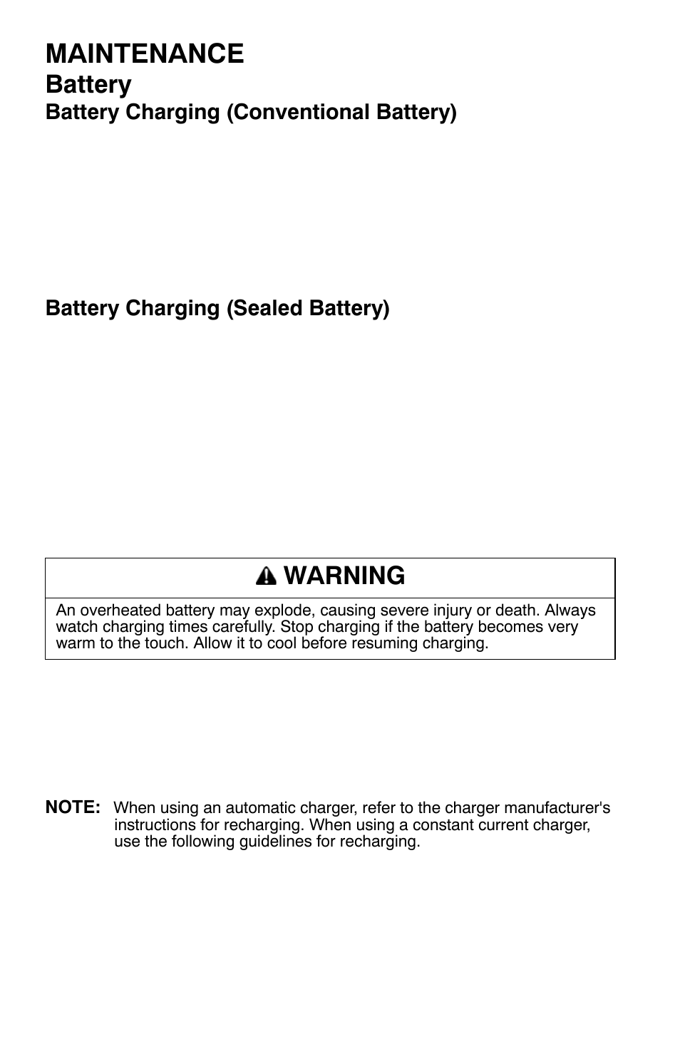 Maintenance, Battery, Warning | Polaris Sportsman 9921335 User Manual | Page 106 / 133