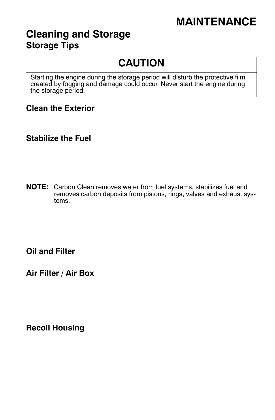 Maintenance, Cleaning and storage, Caution | Polaris Sportsman 9921335 User Manual | Page 111 / 133