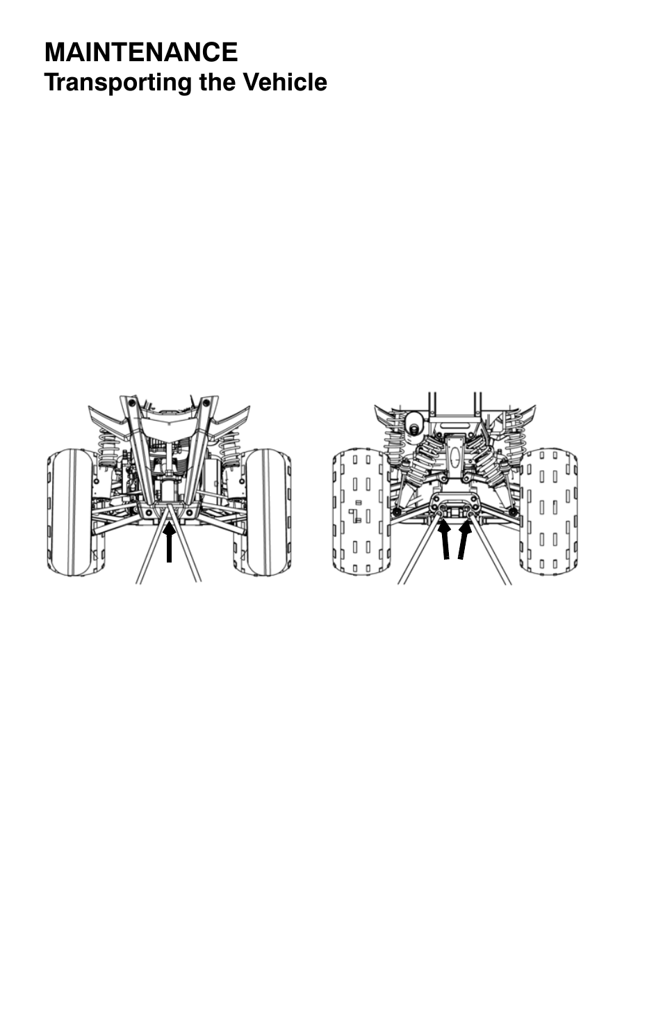 Maintenance, Transporting the vehicle | Polaris Sportsman 9921335 User Manual | Page 114 / 133