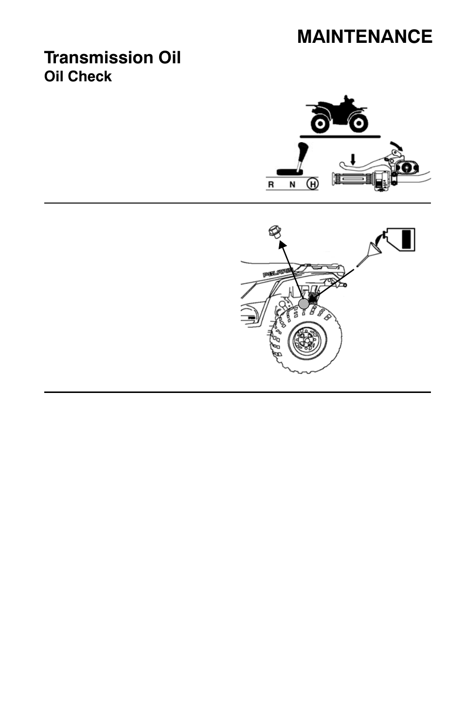 Maintenance, Transmission oil | Polaris Sportsman 9921335 User Manual | Page 79 / 133