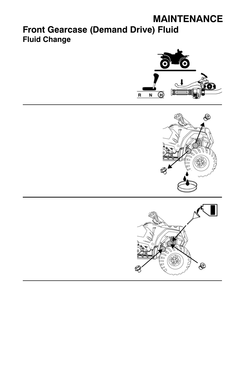 Maintenance, Front gearcase (demand drive) fluid | Polaris Sportsman 9921335 User Manual | Page 83 / 133