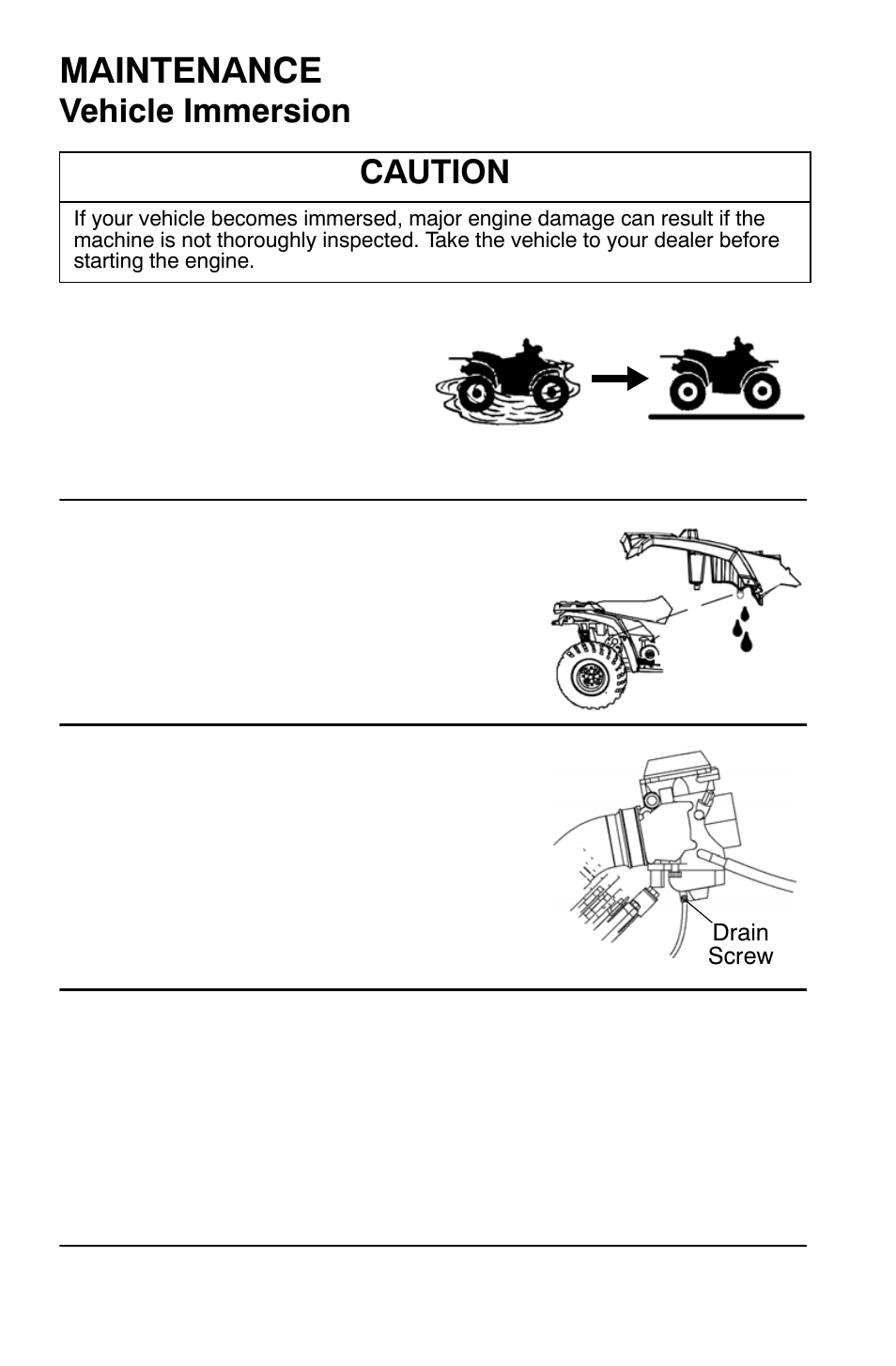 Maintenance, Vehicle immersion, Caution | Polaris Sportsman 9921335 User Manual | Page 98 / 133