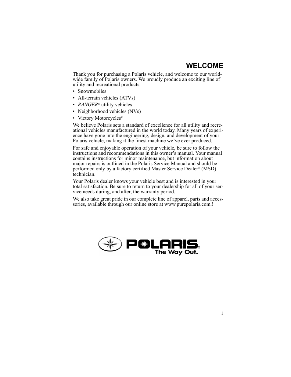 Welcome | Polaris 2010 Breeze User Manual | Page 3 / 87