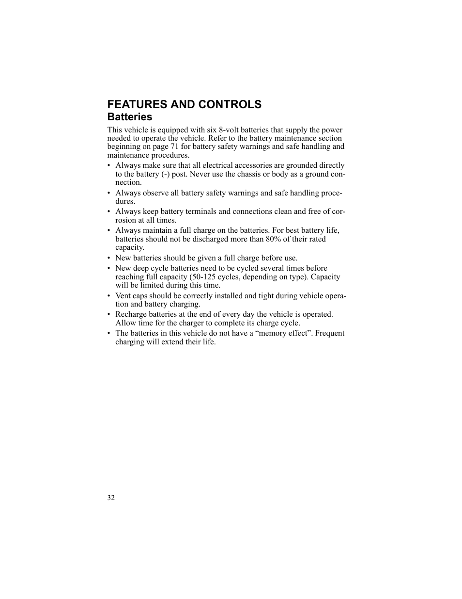 Features and controls, Batteries | Polaris 2010 Breeze User Manual | Page 34 / 87