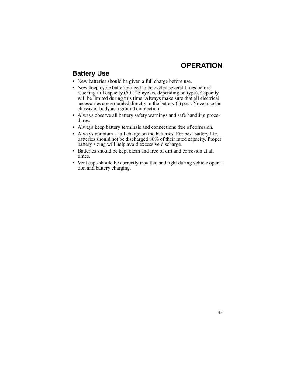 Operation, Battery use | Polaris 2010 Breeze User Manual | Page 45 / 87