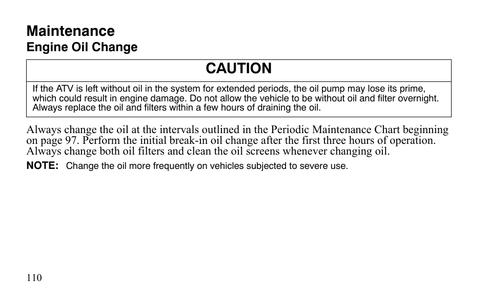 Maintenance, Caution | Polaris Outlaw 9921123 User Manual | Page 113 / 220