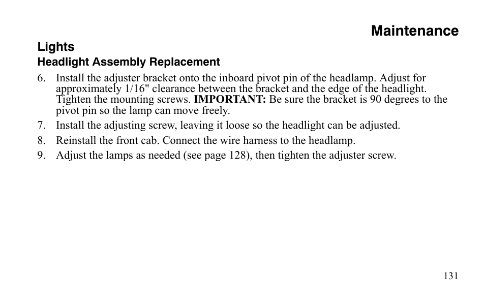 Maintenance | Polaris Outlaw 9921123 User Manual | Page 134 / 220