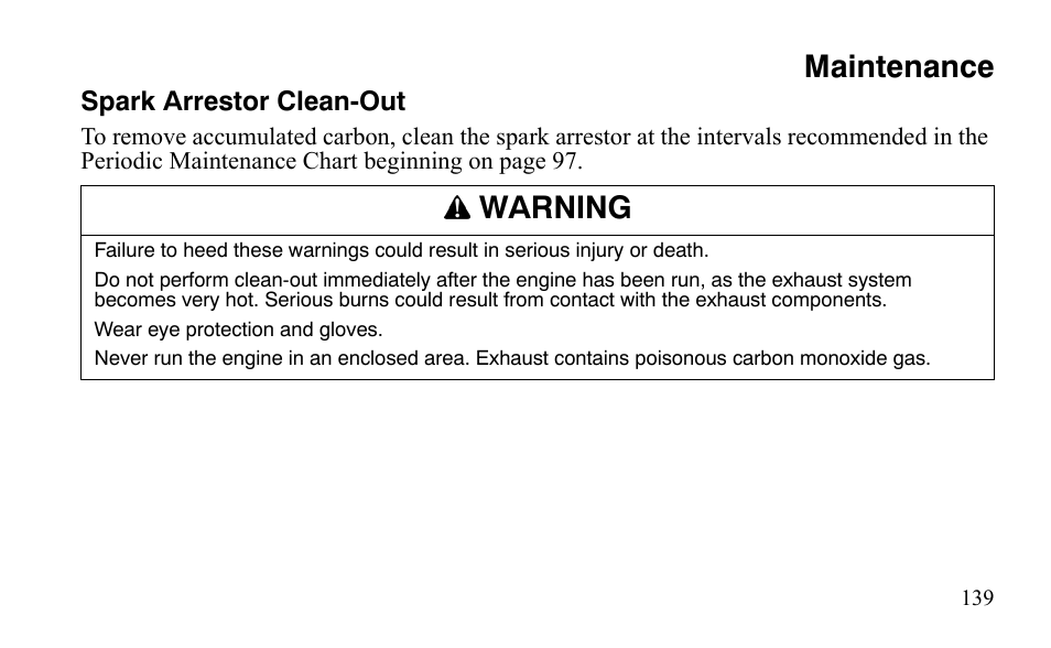 Maintenance, Warning | Polaris Outlaw 9921123 User Manual | Page 142 / 220