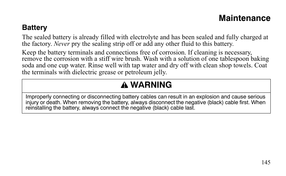 Maintenance, Warning | Polaris Outlaw 9921123 User Manual | Page 148 / 220