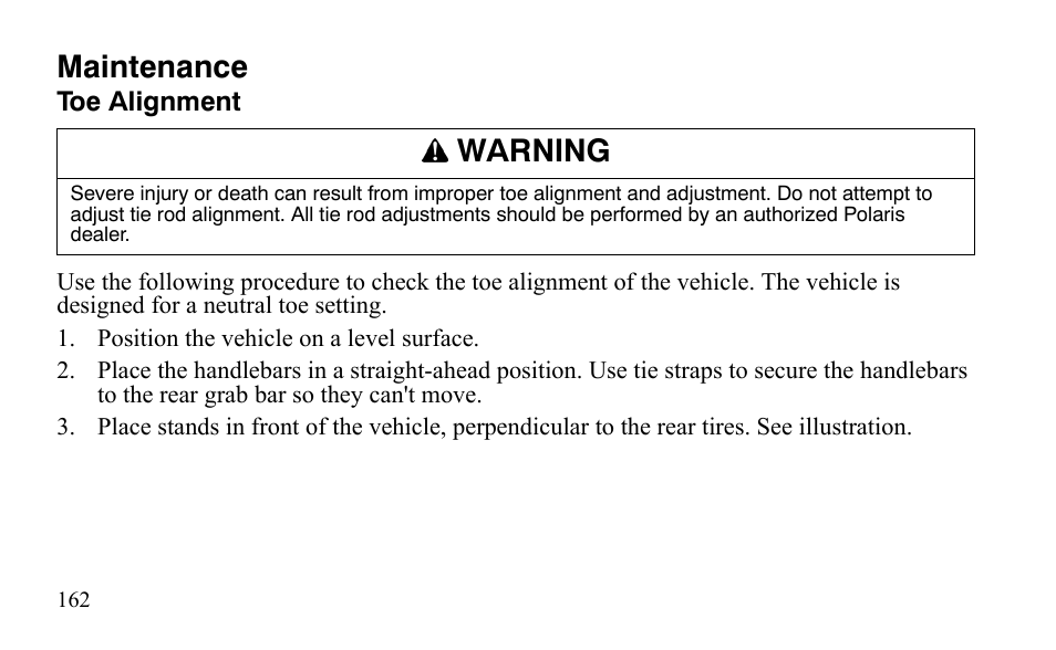 Maintenance, Warning | Polaris Outlaw 9921123 User Manual | Page 165 / 220