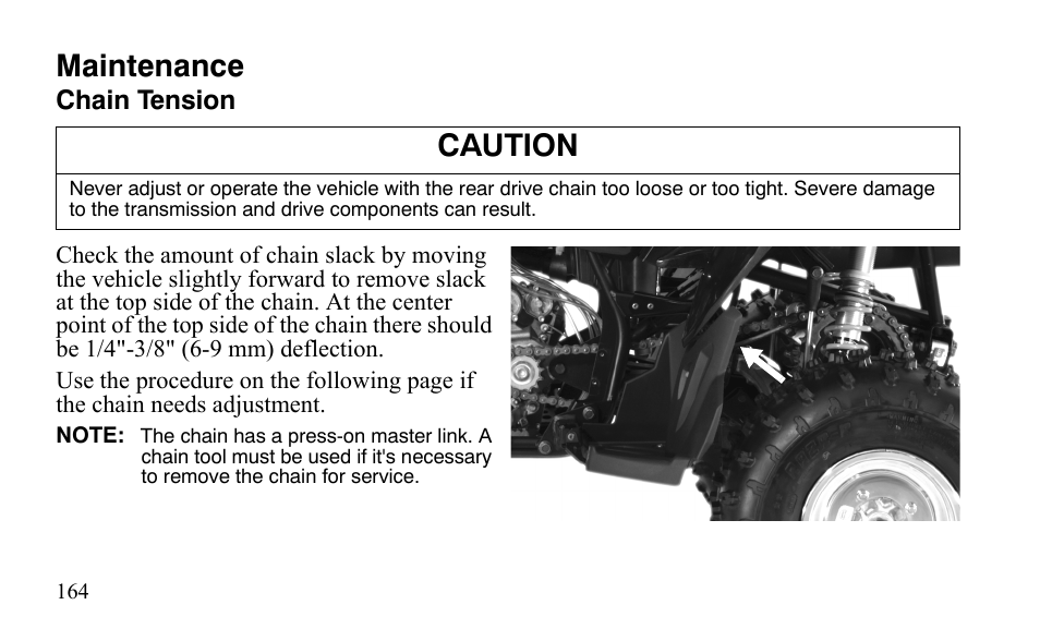 Maintenance, Caution | Polaris Outlaw 9921123 User Manual | Page 167 / 220