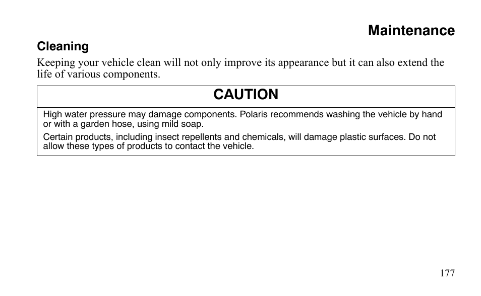 Maintenance, Caution | Polaris Outlaw 9921123 User Manual | Page 180 / 220