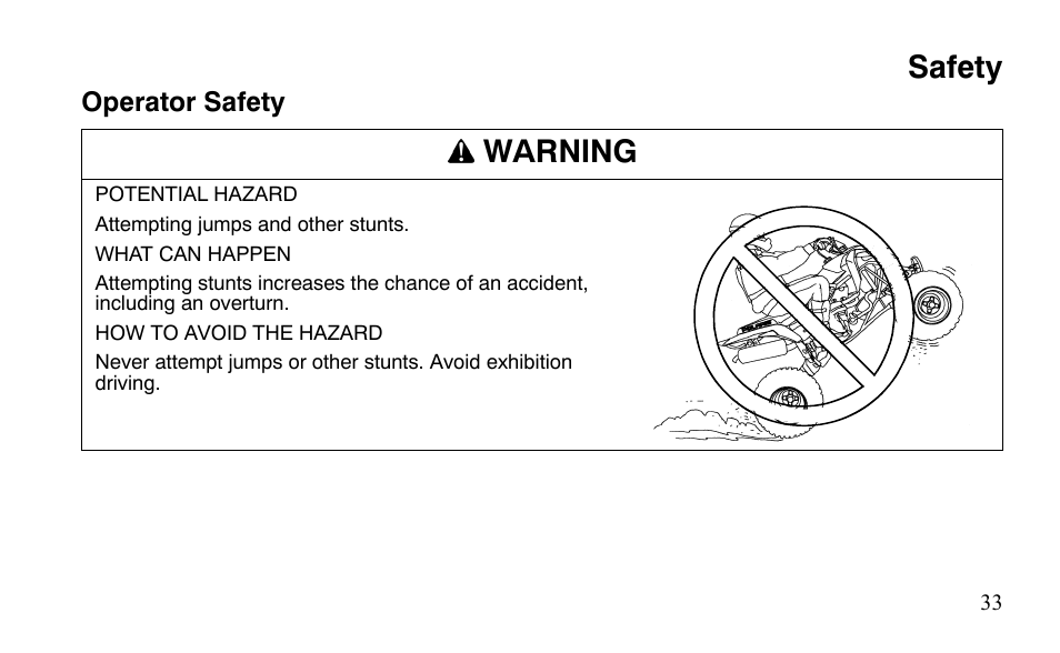 Safety, Warning | Polaris Outlaw 9921123 User Manual | Page 36 / 220