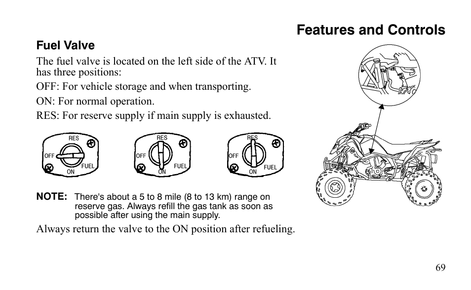 Features and controls | Polaris Outlaw 9921123 User Manual | Page 72 / 220