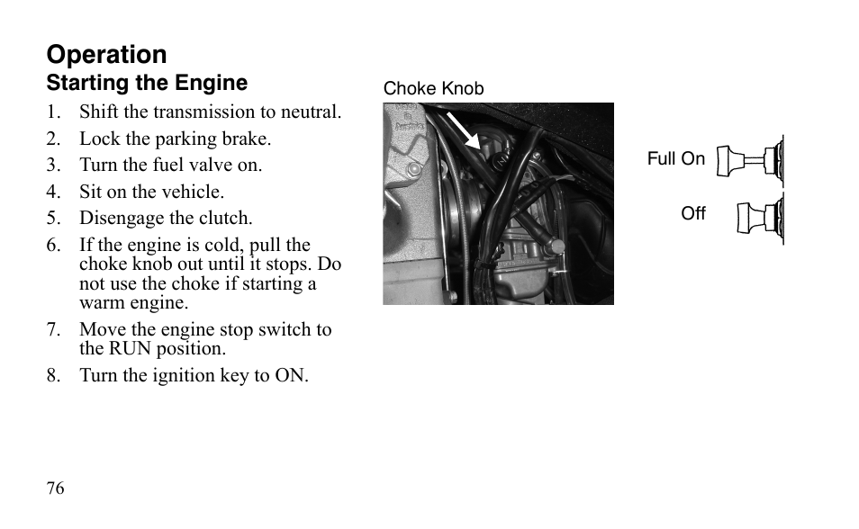 Operation | Polaris Outlaw 9921123 User Manual | Page 79 / 220