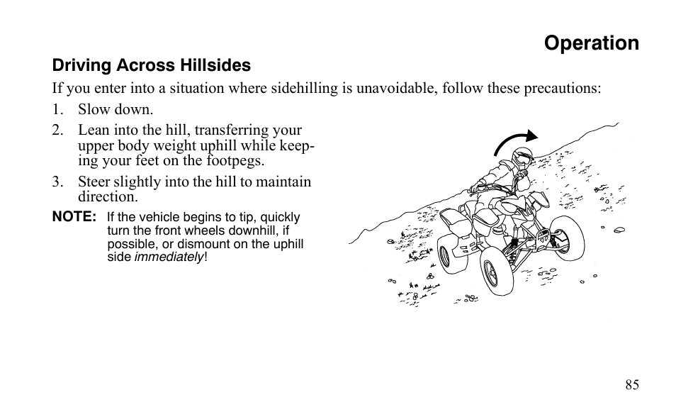 Operation | Polaris Outlaw 9921123 User Manual | Page 88 / 220