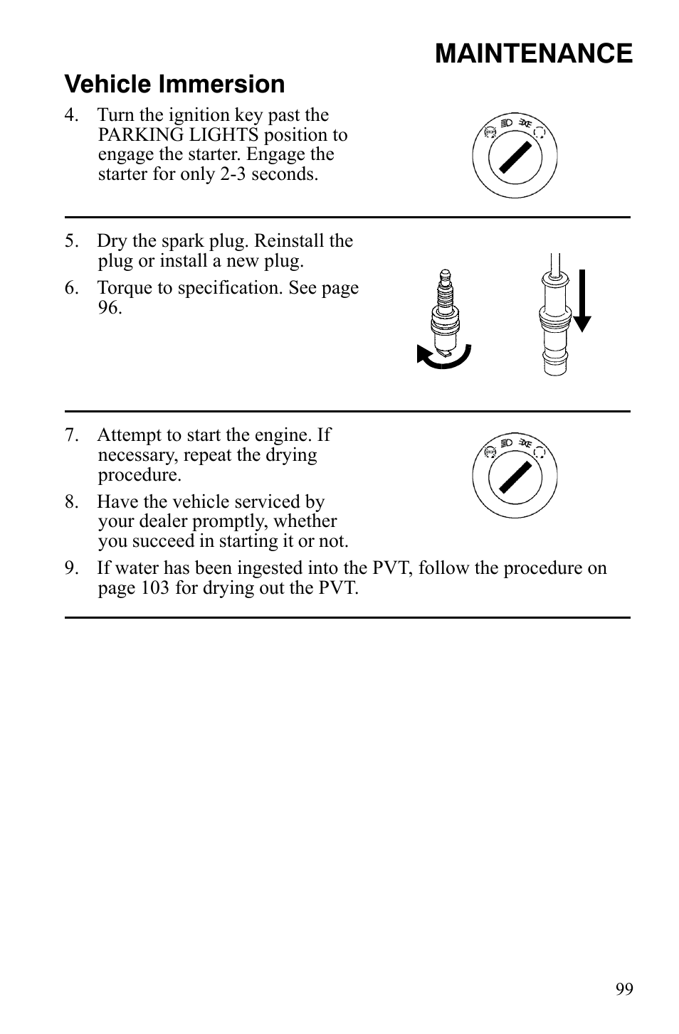 Maintenance, Vehicle immersion | Polaris Sportsman 9921837 User Manual | Page 101 / 133