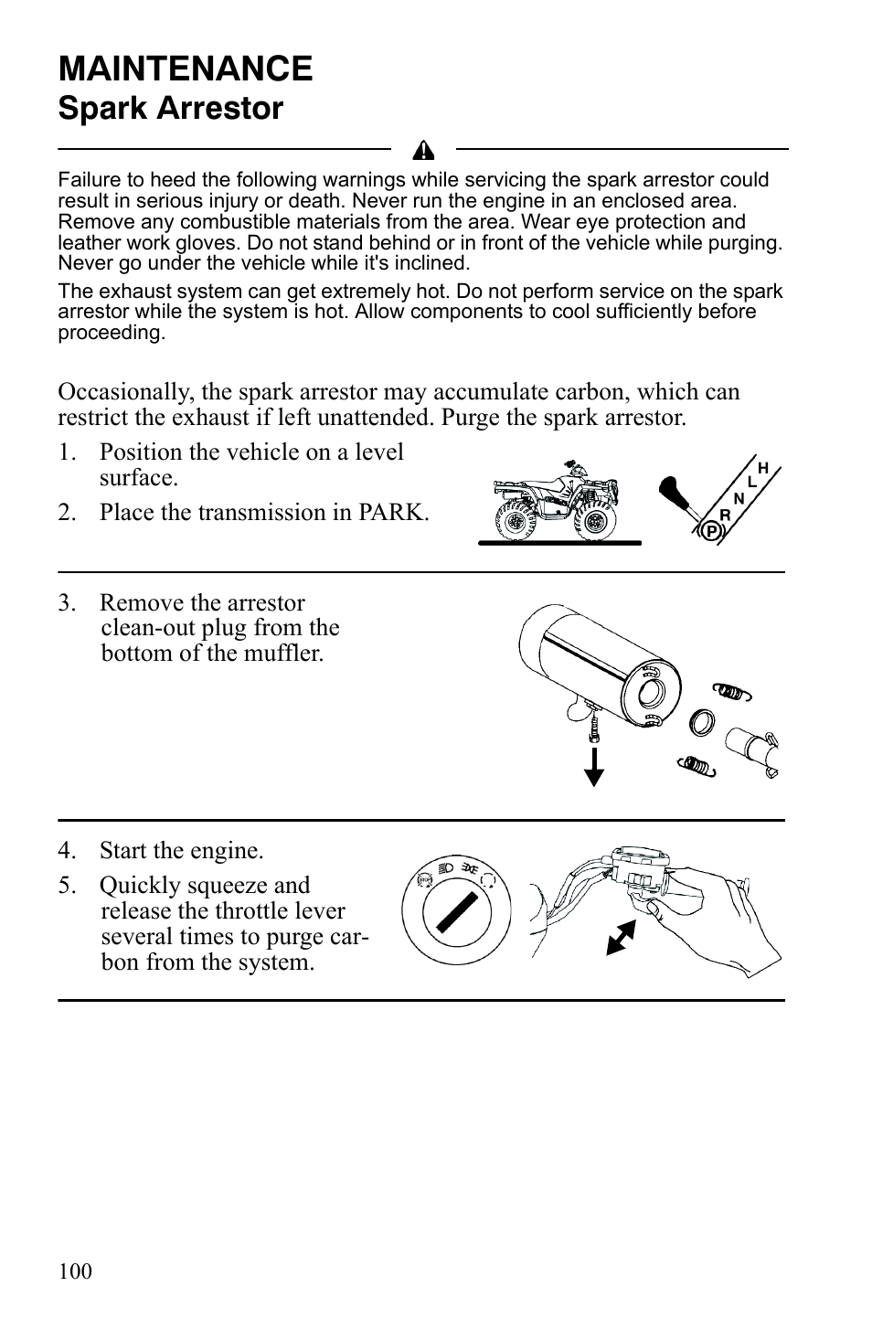 Maintenance, Spark arrestor | Polaris Sportsman 9921837 User Manual | Page 102 / 133