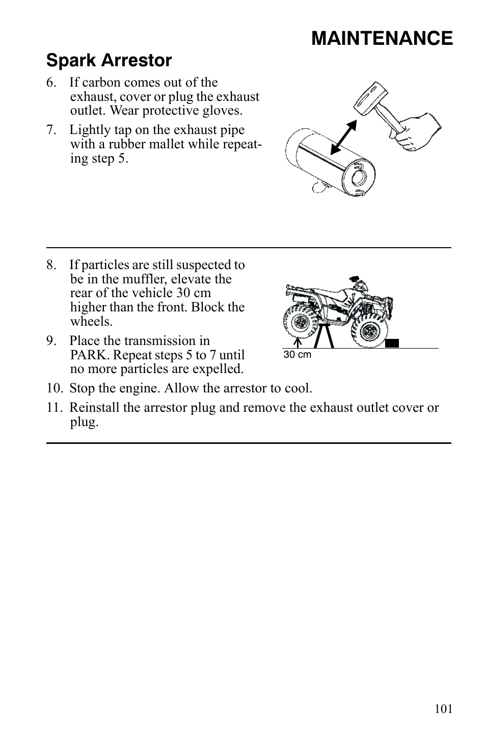 Maintenance, Spark arrestor | Polaris Sportsman 9921837 User Manual | Page 103 / 133