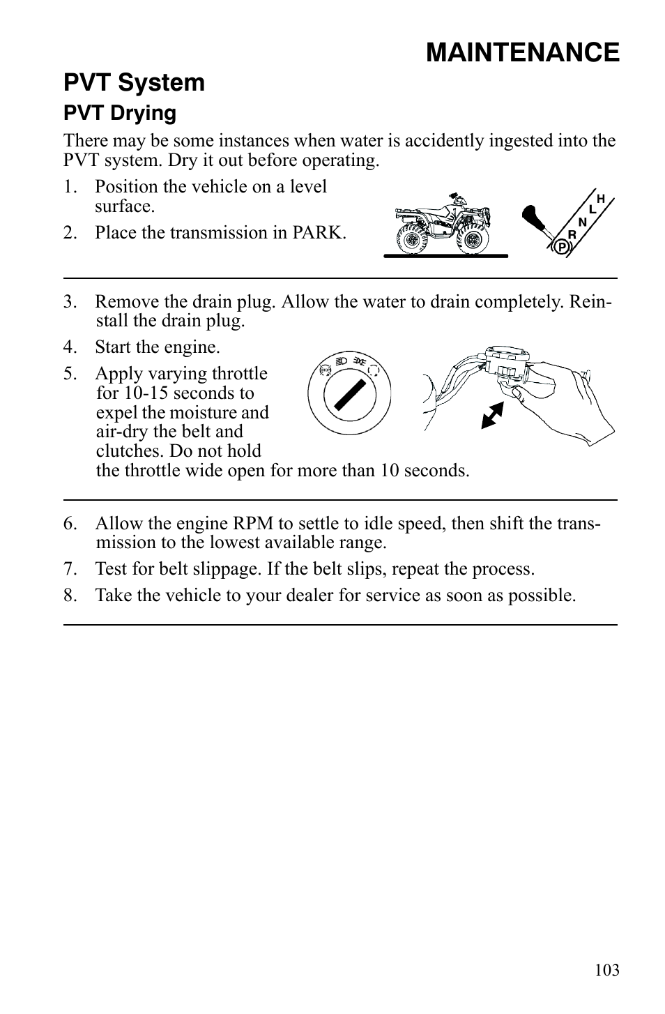 Maintenance, Pvt system | Polaris Sportsman 9921837 User Manual | Page 105 / 133