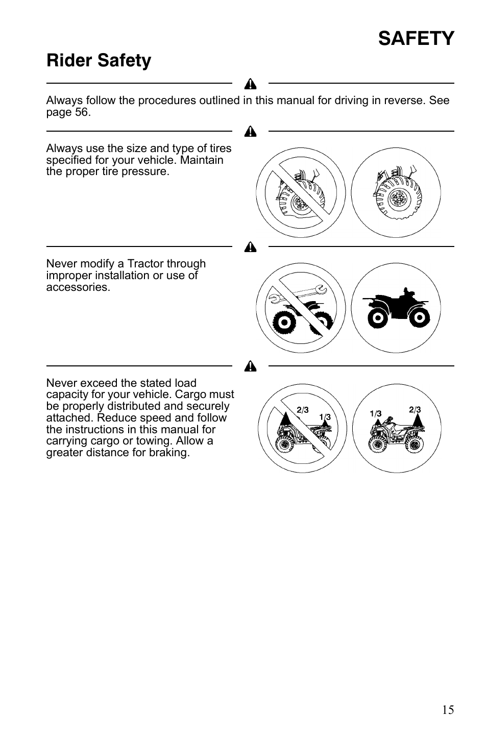 Safety, Rider safety | Polaris Sportsman 9921837 User Manual | Page 17 / 133