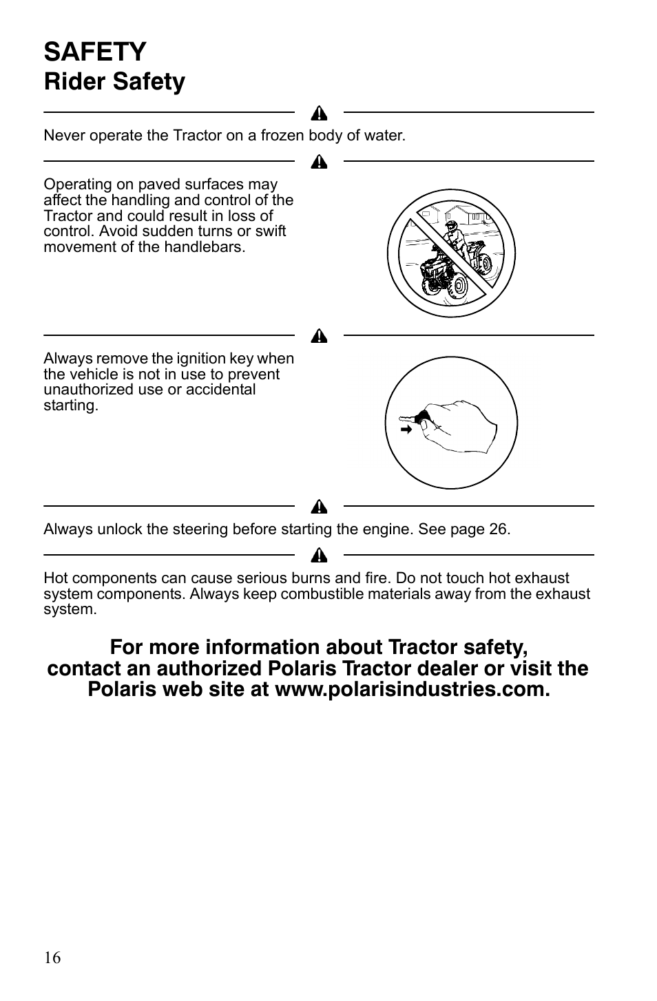 Safety, Rider safety | Polaris Sportsman 9921837 User Manual | Page 18 / 133