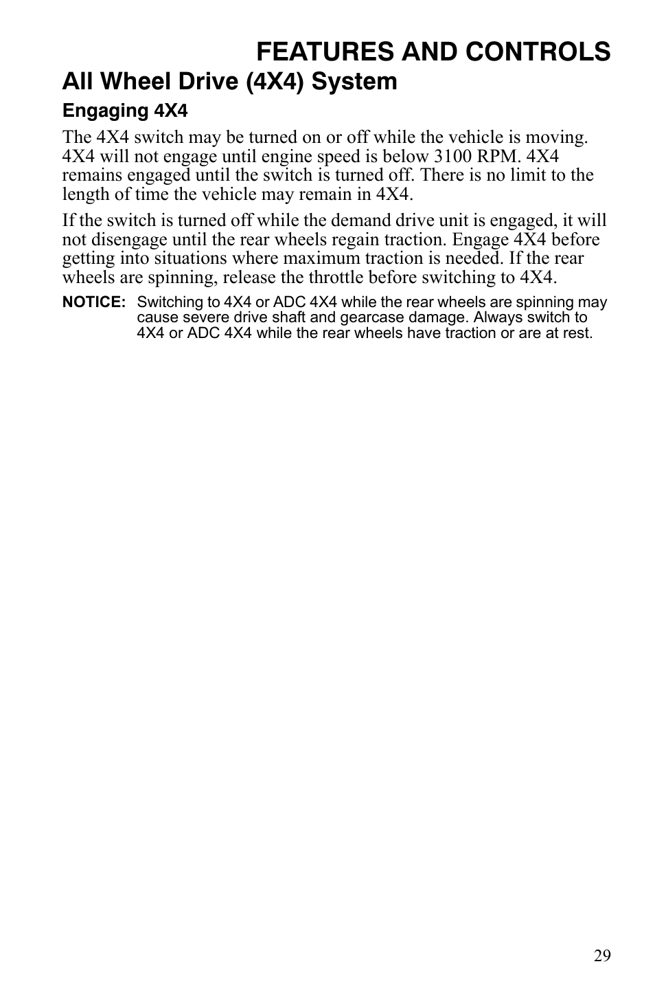 Features and controls, All wheel drive (4x4) system | Polaris Sportsman 9921837 User Manual | Page 31 / 133