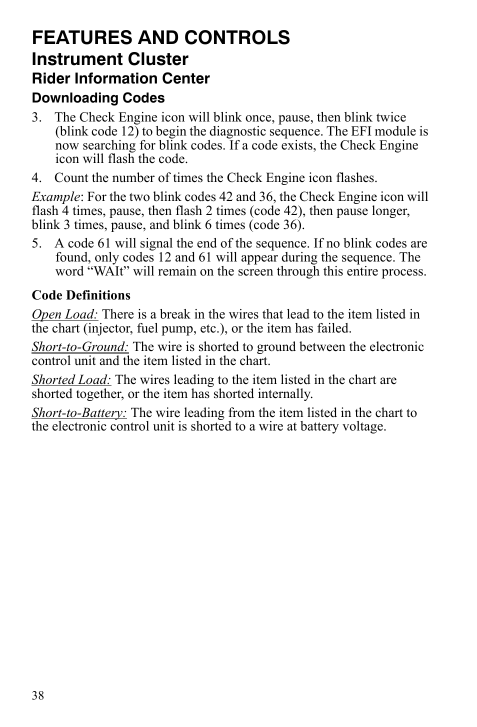 Features and controls, Instrument cluster | Polaris Sportsman 9921837 User Manual | Page 40 / 133